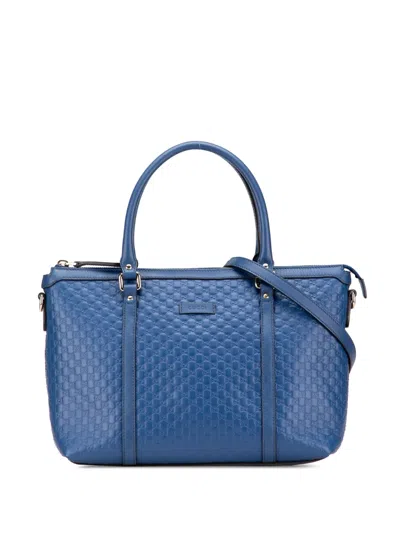 Pre-owned Gucci 2000-2015 Small Microssima Joy Satchel In Blue