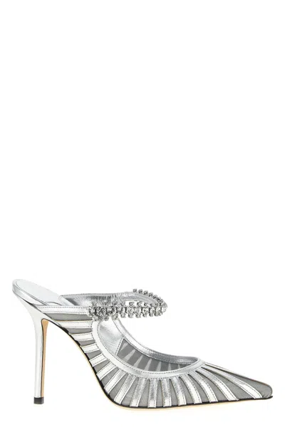 Jimmy Choo Striped Mesh Stiletto Pumps Strap In Silver