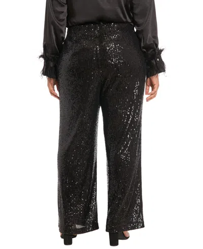 Muse Plus Size Sequined Pull-on Pants In Black