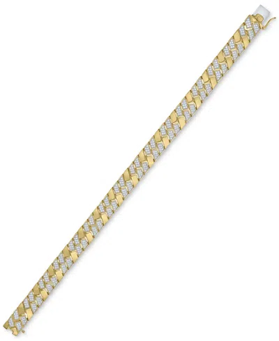 Macy's Men's Diamond Pave Cluster Square Link Bracelet (2 Ct. T.w.) In 14k Gold-plated Sterling Silver In Gold