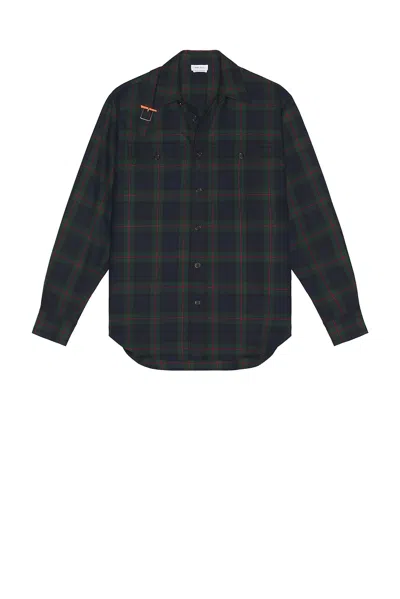 Alexander Mcqueen Classic Tartan Shirt With Metal Buckle Detail And Relaxed Fit In Blue