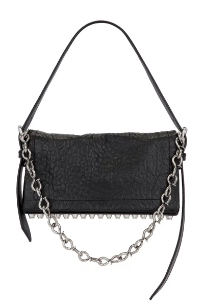 Alexander Wang Ricco Chain-embellished Leather Shoulder Bag In Black