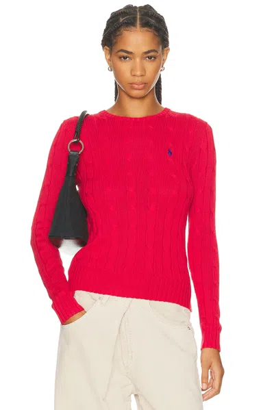 Polo Ralph Lauren Julianna Crew Neck Cable Knit Sweater In Pink