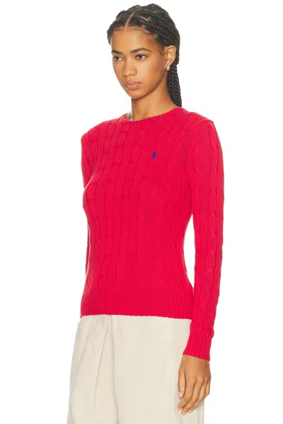 Polo Ralph Lauren Julianna Crew Neck Cable Knit Sweater In Pink