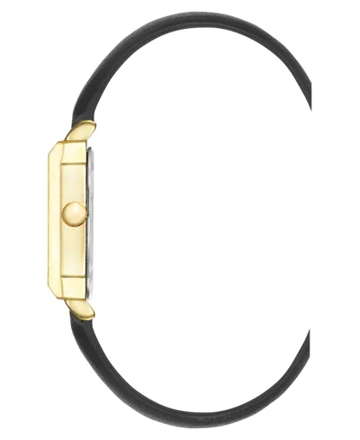 Nine West Women's Quartz Regency Black Leather And Gold-tone Watch, 27mm In Multi