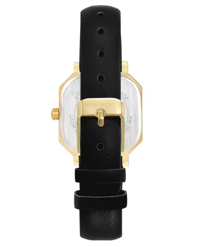 Nine West Women's Quartz Regency Black Leather And Gold-tone Watch, 27mm In Multi