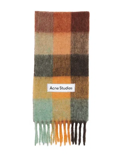 Acne Studios Women Multicolor Scarf With Check Motif And Logo Patch In Alpaca And Wool Blend Woman