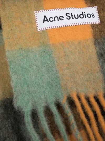 Acne Studios Women Multicolor Scarf With Check Motif And Logo Patch In Alpaca And Wool Blend Woman