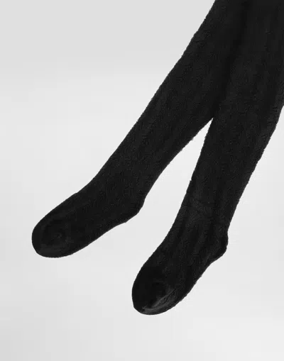 Dolce & Gabbana Collant Traforate In Cotone In Black