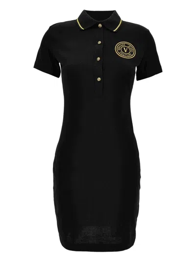 Versace Jeans Couture Women's Emblem Polo T-shirt Dress In Black