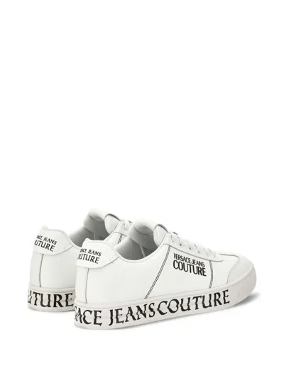 Versace Jeans Couture White Logo Leather Sneaker In Animal Print