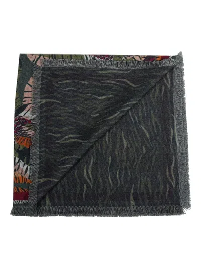 Franco Ferrari Tiger-print Fringed-edges Scarf In Multi
