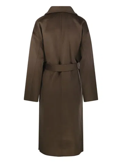 The Dynamis Studio Doubl-breasted Belted Coat In Brown