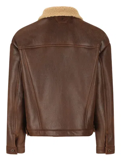 正面排扣皮夹克