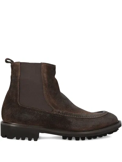 Tagliatore Elastic-panel Suede Boots In Brown