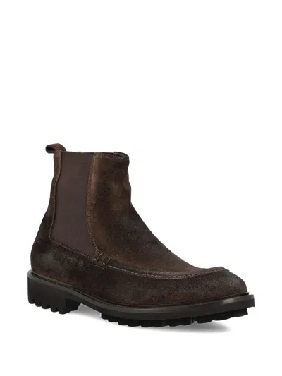 Tagliatore Elastic-panel Suede Boots In Brown