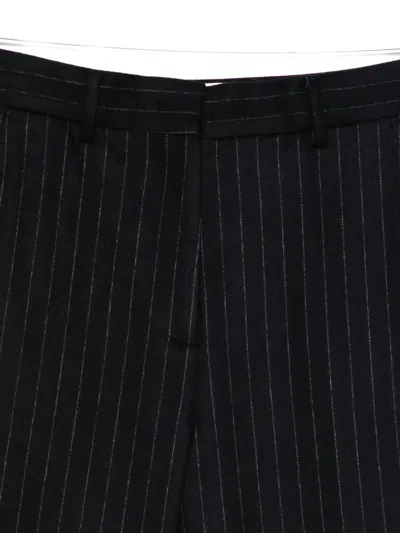 细条纹羊毛长裤