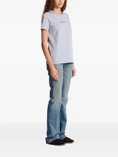 Balmain Logo-print Cotton T-shirt In Blue
