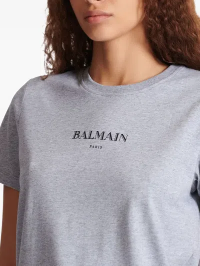 Balmain Logo-print Cotton T-shirt In Blue