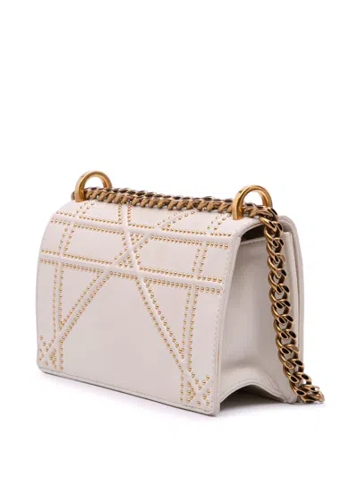 Pre-owned Dior 2018 Small Lambskin Studded Ama Flap Crossbody Bag In White