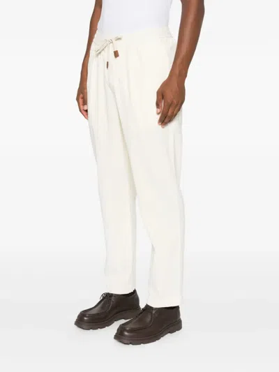 Jacob Cohen Drawstring Cotton Trousers In White