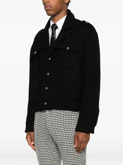 Ernest W Baker Buttoned Flap-pocket Jacket In Black