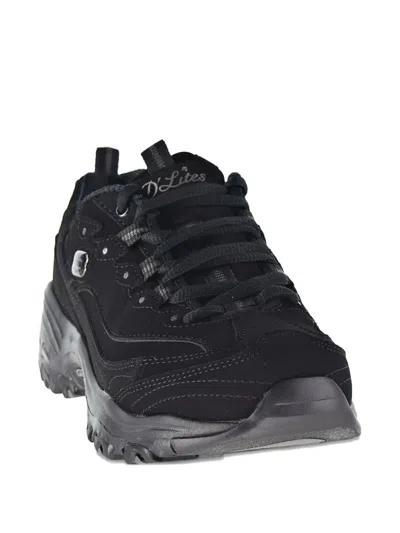 Skechers D'lites Play On Sneakers In Black