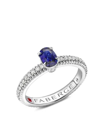 Fabergé 18kt White Gold Colours Of Love Sapphire Fluted Ring In Blue