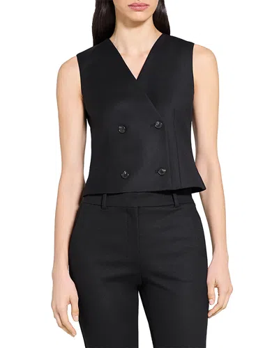 Theory Double Breasted Wool Vest In Black