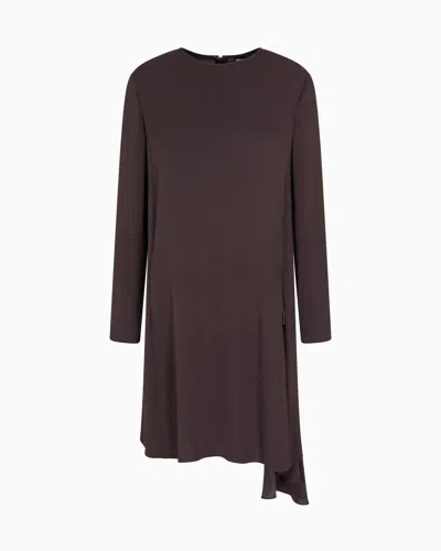 Giorgio Armani Silk Georgette Draped Tunic Dress In Brown