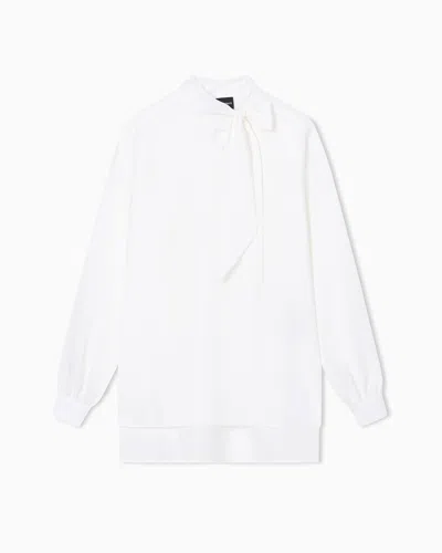 Emporio Armani Neck Tie Blouse High-low Hem In White