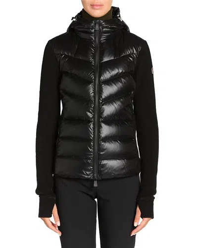 Moncler Grenoble Felpa Imbottita In Pile Con Zip E Cappuccio In Black