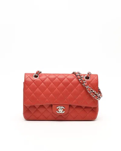 Pre-owned Chanel Classic Caviar Medium Double Flap Bag In Orange