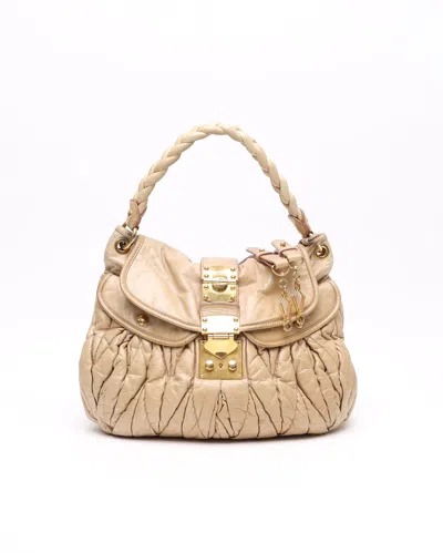 Miu Miu Matelassé Hobo Bag In Neutral