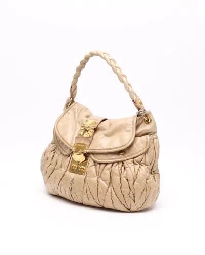 Miu Miu Matelassé Hobo Bag In Neutral