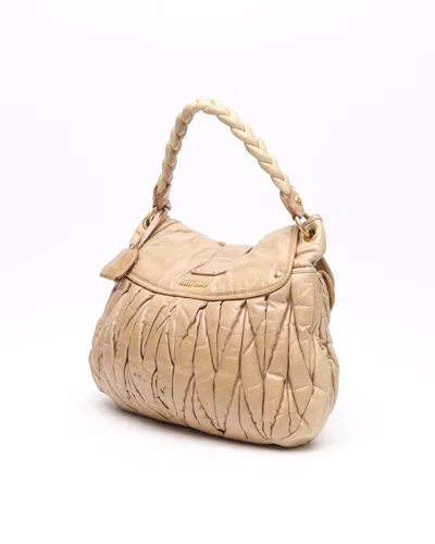 Miu Miu Matelassé Hobo Bag In Neutral