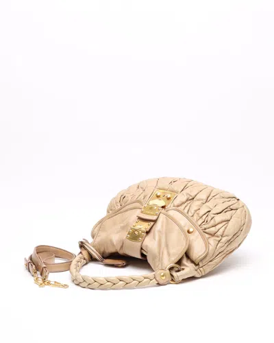 Miu Miu Matelassé Hobo Bag In Neutral