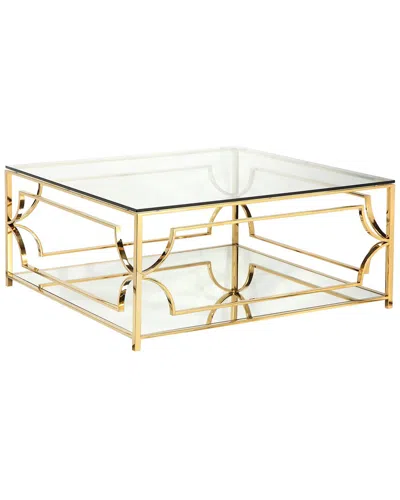 Pangea Home Z-edward Square Coffee Table In Gold