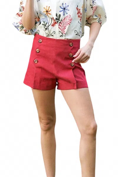 Gigio Sailor Style Shorts In Raspberry In Red