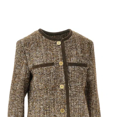 Golden Goose Coffee-colored Wool Tweed Jacket In Brown