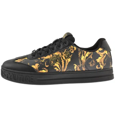 Versace Jeans Baroque-print Sneakers In Black