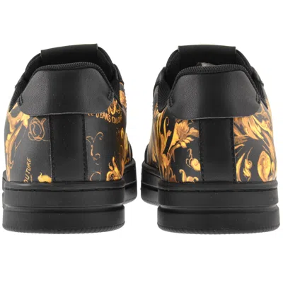 Versace Jeans Baroque-print Sneakers In Black