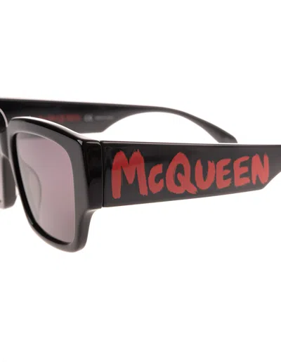 Alexander Mcqueen Eyewear Graffiti Rectangular Frame Sunglasses In Black