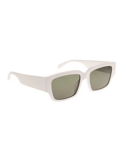 Alexander Mcqueen Logo-arm Rectangle-frame Sunglasses In Neutral