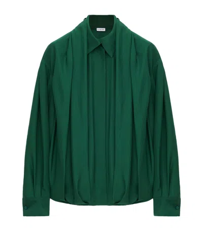 Loewe Charmeuse Balloon Button-down Shirt In Green