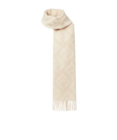 Fendi White Ff Cashmere Scarf In Neutral