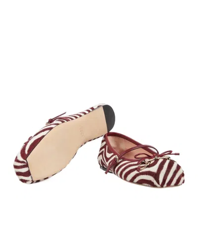 Gucci Horsebit Calf Hair Ballet Flats In Burgundy