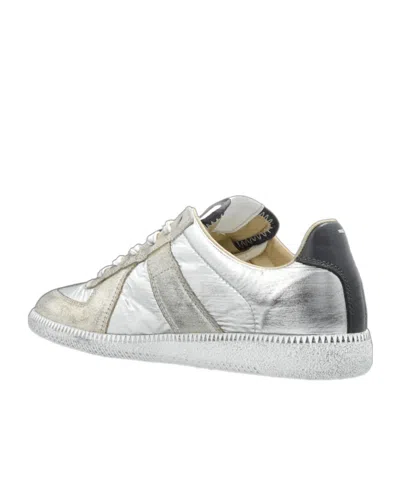 Maison Margiela Contemporary Low Top Sneakers With Contrast Panels In Silver
