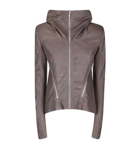 Rick Owens Tailored Brown Lamb Leather Jacket With Padded Shoulders In Brown