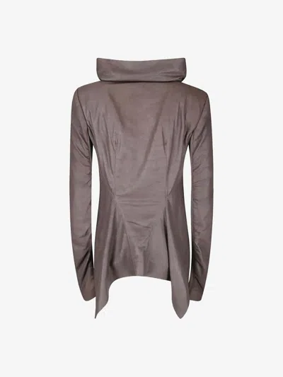 Rick Owens Tailored Brown Lamb Leather Jacket With Padded Shoulders In Brown